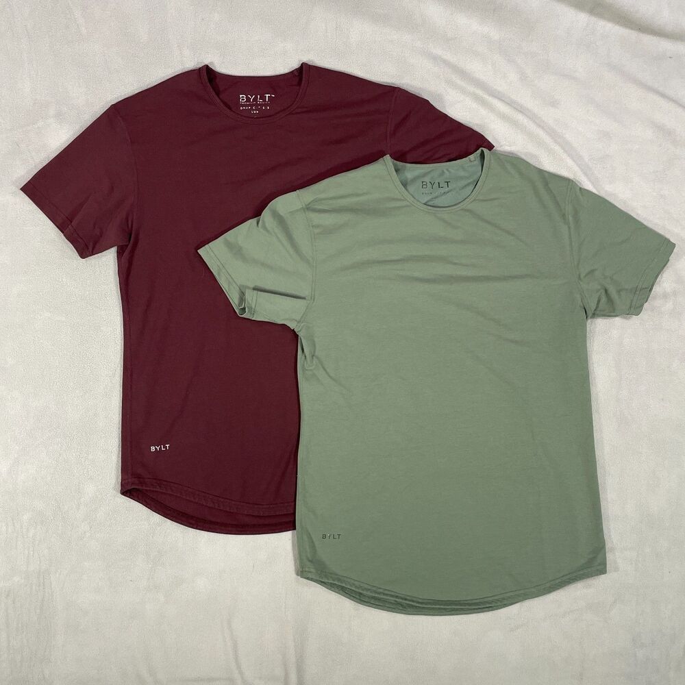 BYLT Mens Drop Cut Lux T-Shirt Size Medium Stretch Performance Lot Of 2 Bundle